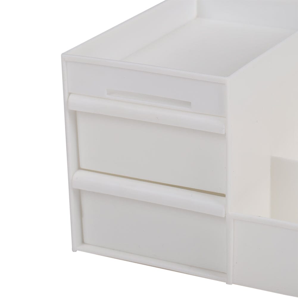 32.3cm W White Plastic Storage Box with Drawers for Makeup Makeup Organizers Living and Home