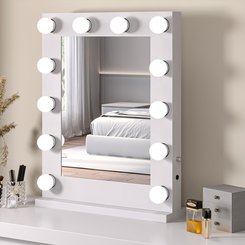 Metal Round Lighted Makeup Mirror for Tabletop Face Mirrors Living and Home 50cm