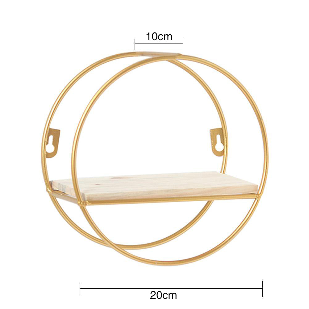 Minimalism Wall Floating Shelf Round Gold Framed Display Rack Wall & Display Shelves Living and Home