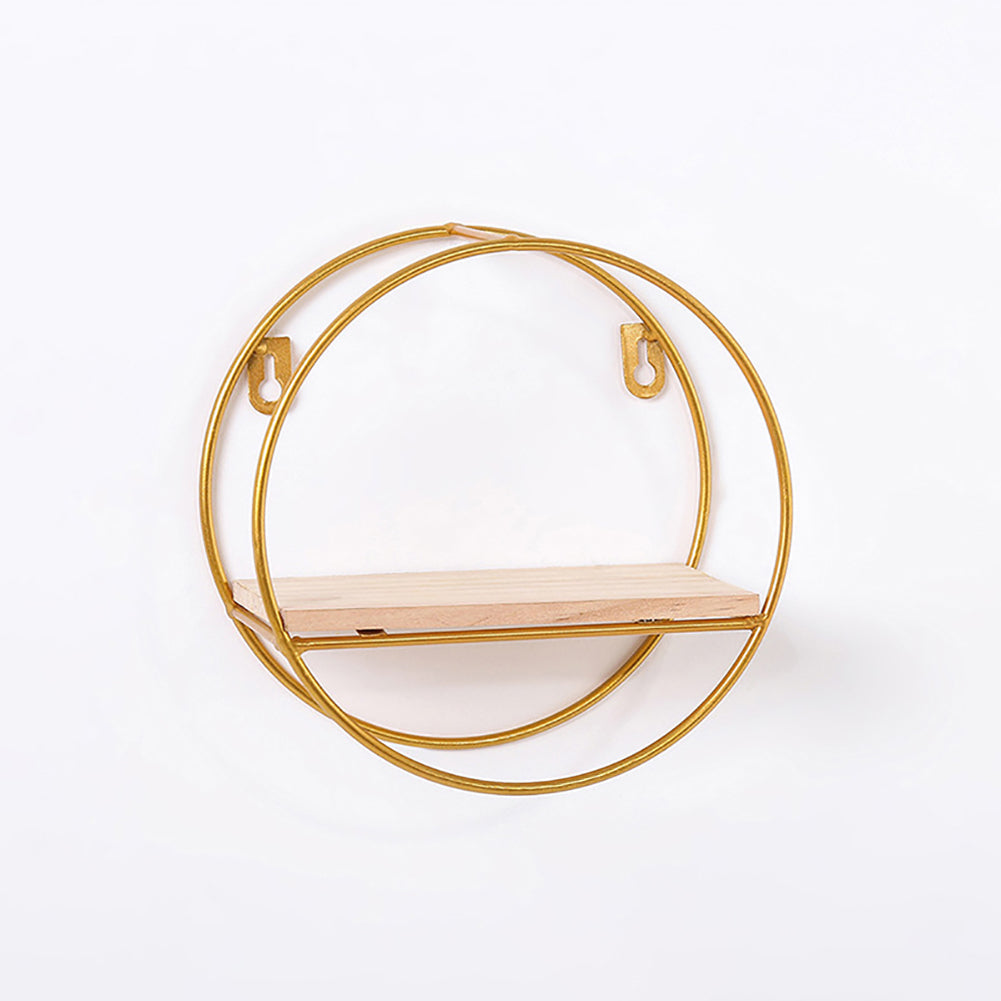 Minimalism Wall Floating Shelf Round Gold Framed Display Rack Wall & Display Shelves Living and Home