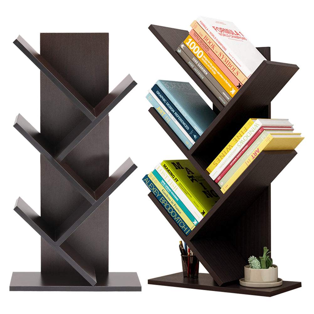Freestanding Floor Bookshelf Wooden Tree-like Tabletop Display Shelf Shelves & Racks Living and Home