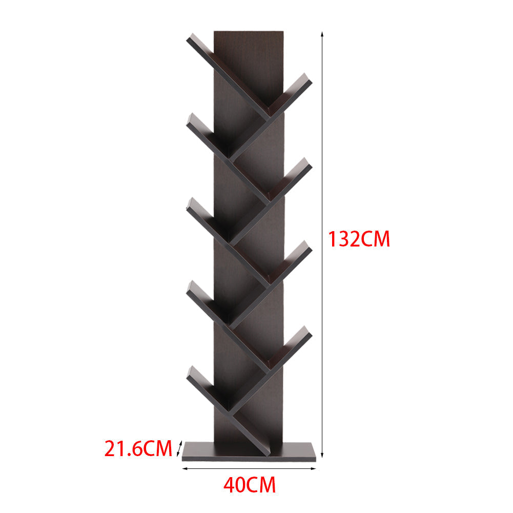 Freestanding Floor Bookshelf Wooden Tree-like Tabletop Display Shelf Shelves & Racks Living and Home