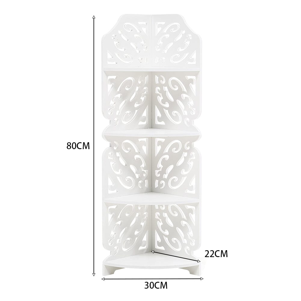 4-Tier White Corner Plant Display Stand Shelves & Racks Living and Home