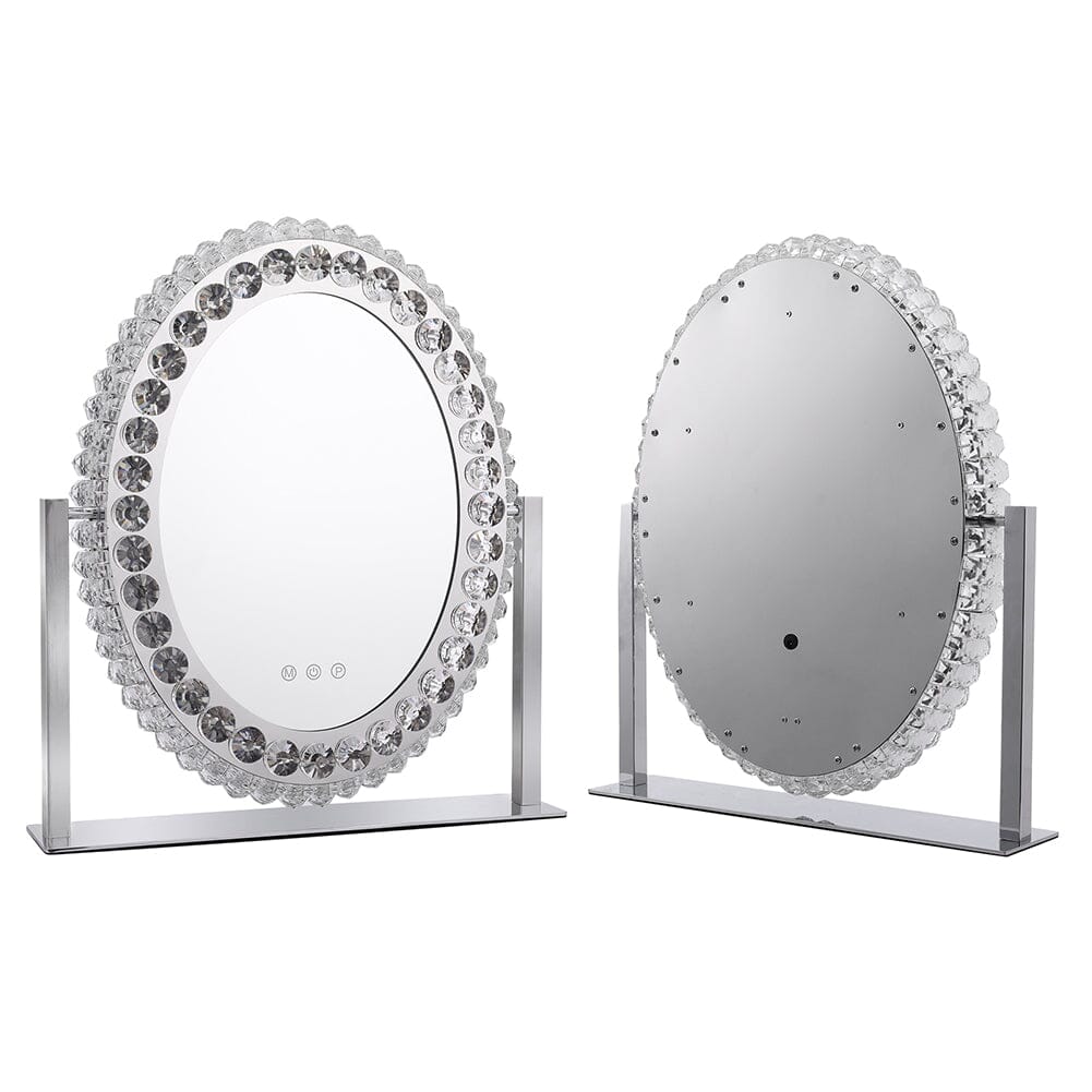 51cm H Hollywood LED Oval Makeup Mirror with Luxury Crystal LED Make Up Mirrors Living and Home