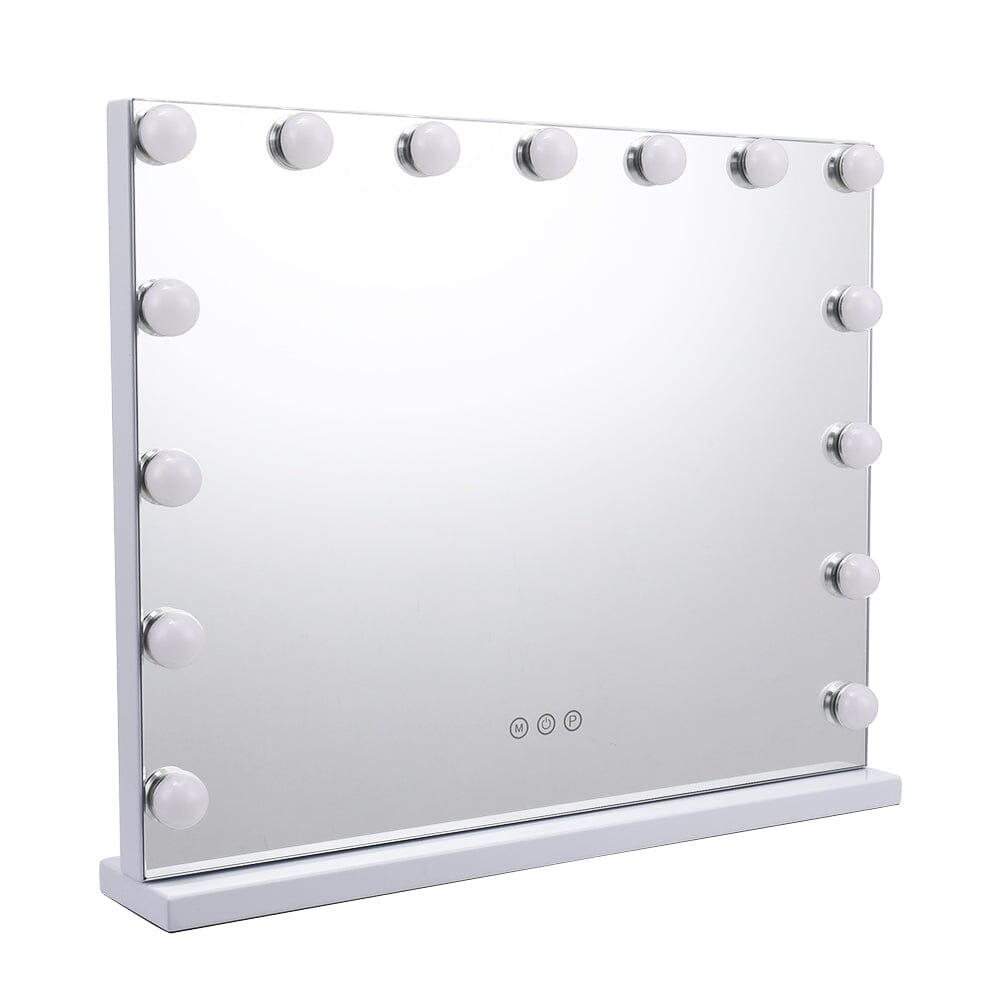 White Rectangle Tabletop Hollywood LED Vanity Mirror-58x48cm LED Make Up Mirrors Living and Home