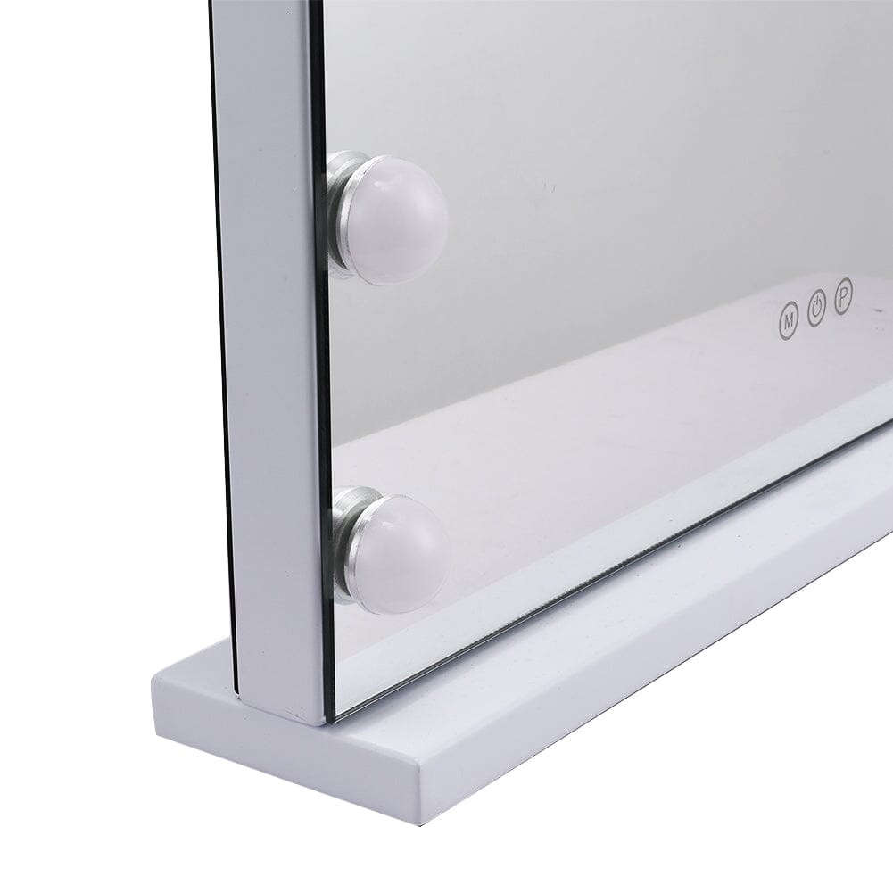 White Rectangle Tabletop Hollywood LED Vanity Mirror-58x48cm LED Make Up Mirrors Living and Home