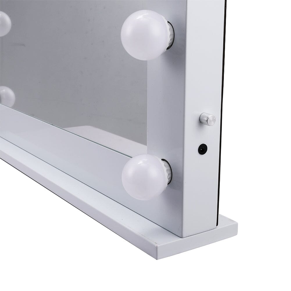 White Rectangle Tabletop Hollywood LED Vanity Mirror-58x48cm LED Make Up Mirrors Living and Home