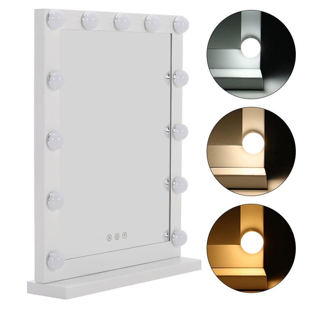 Hollywood Style Lighted Rectangular Makeup Mirror with Base LED Make Up Mirrors Living and Home