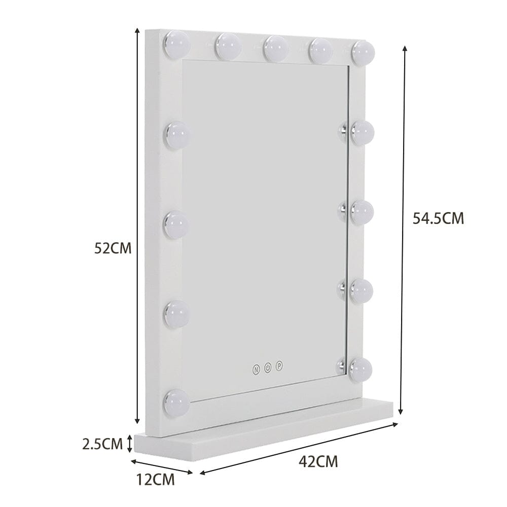 Hollywood Style Lighted Rectangular Makeup Mirror with Base LED Make Up Mirrors Living and Home