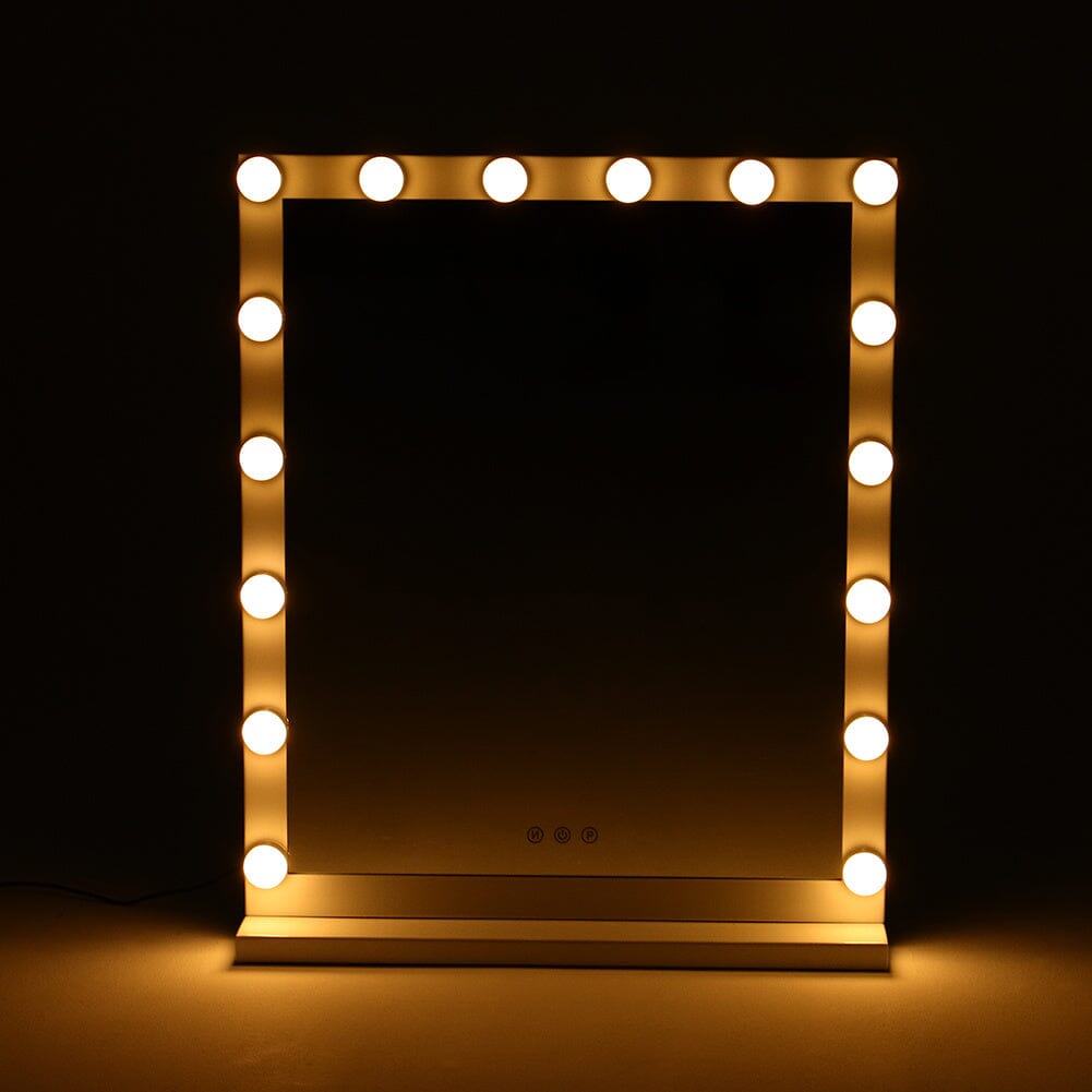 Hollywood Style Lighted Rectangular Makeup Mirror with Base LED Make Up Mirrors Living and Home
