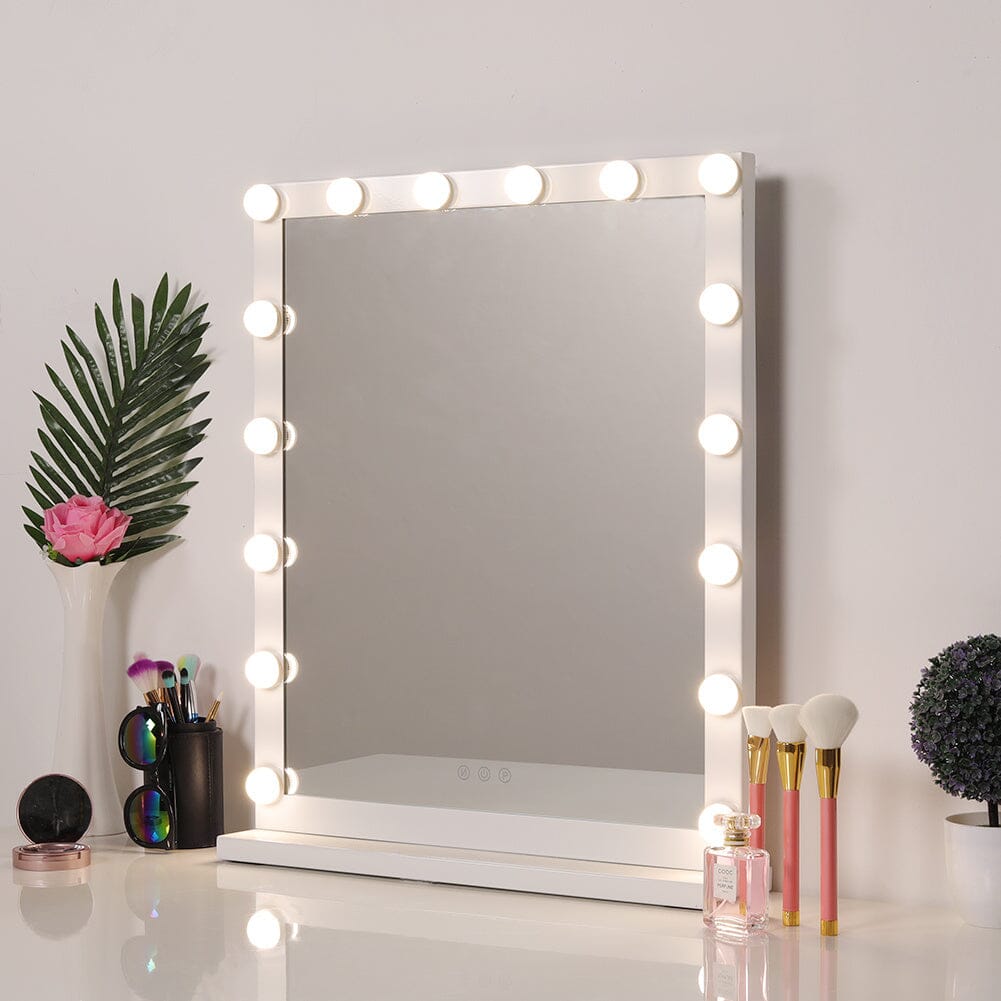 Hollywood Style Lighted Rectangular Makeup Mirror with Base LED Make Up Mirrors Living and Home