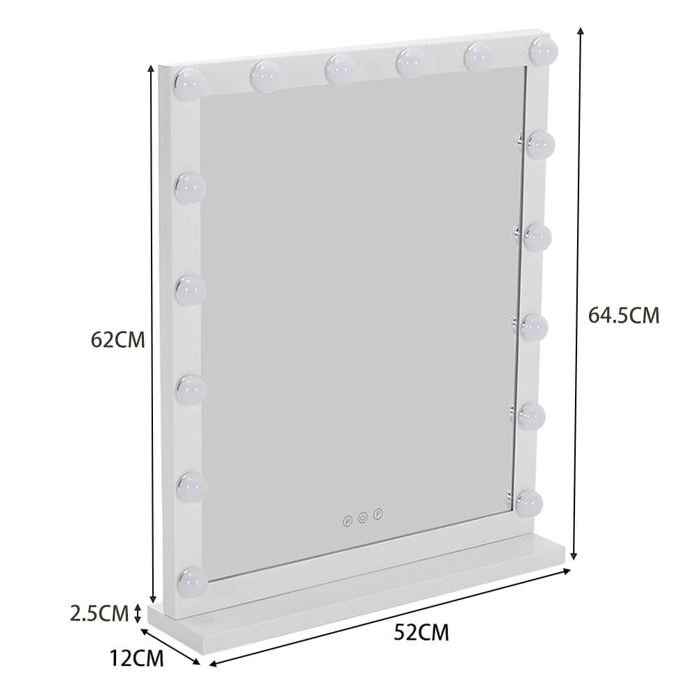 Hollywood Style Lighted Rectangular Makeup Mirror with Base LED Make Up Mirrors Living and Home