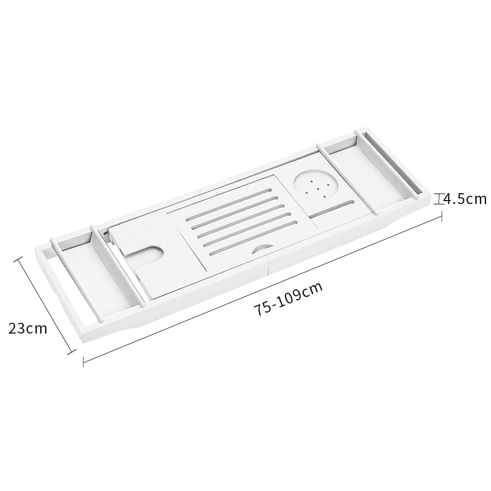 Simple Expandable Bamboo Wooden Tub Tray Shower Caddies Living and Home