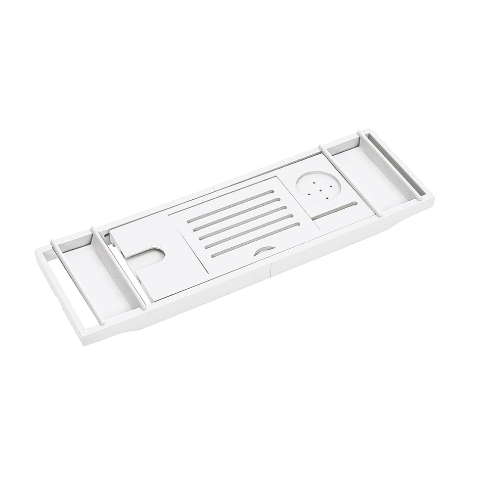 Simple Expandable Bamboo Wooden Tub Tray Shower Caddies Living and Home