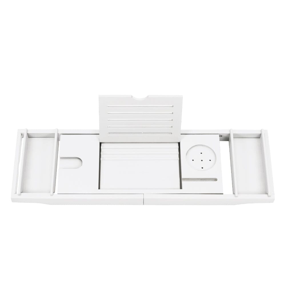Simple Expandable Bamboo Wooden Tub Tray Shower Caddies Living and Home