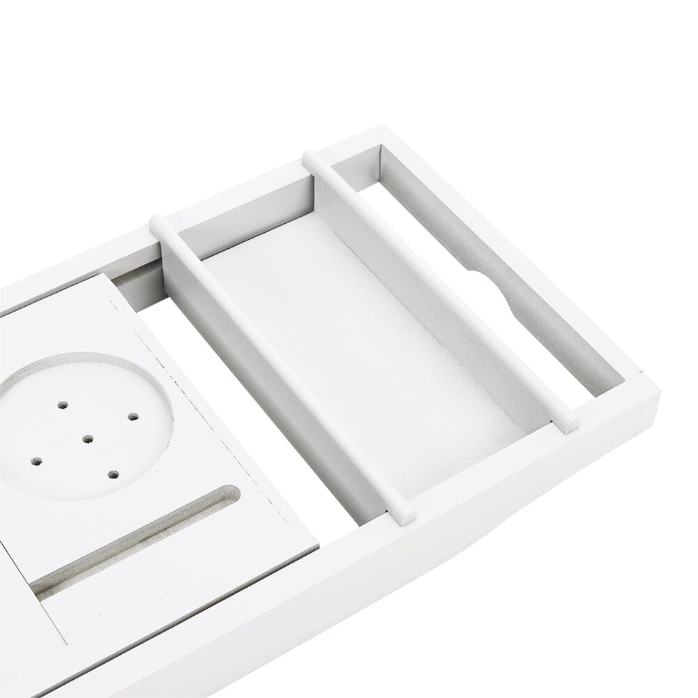 Simple Expandable Bamboo Wooden Tub Tray Shower Caddies Living and Home
