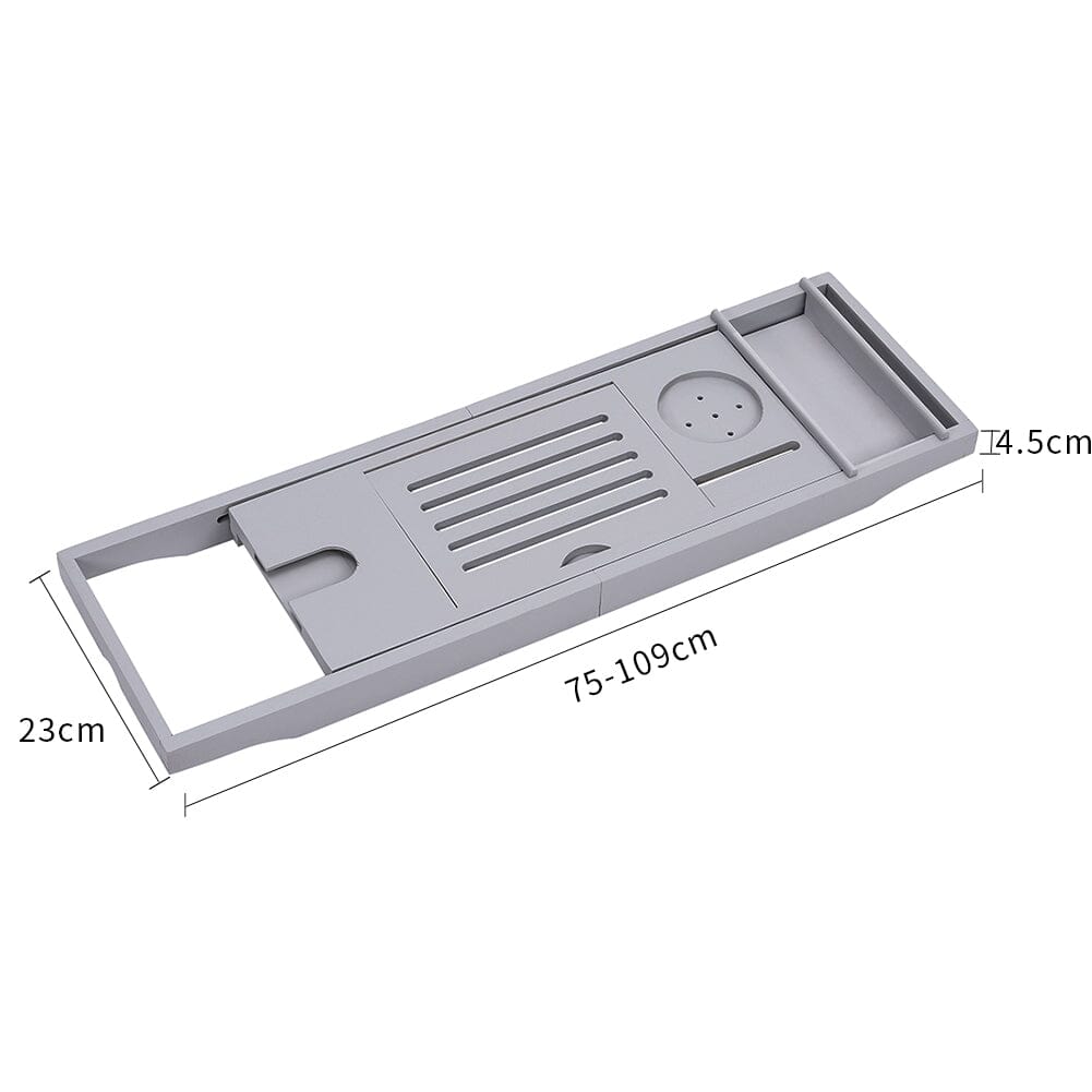 Simple Expandable Bamboo Wooden Tub Tray Shower Caddies Living and Home