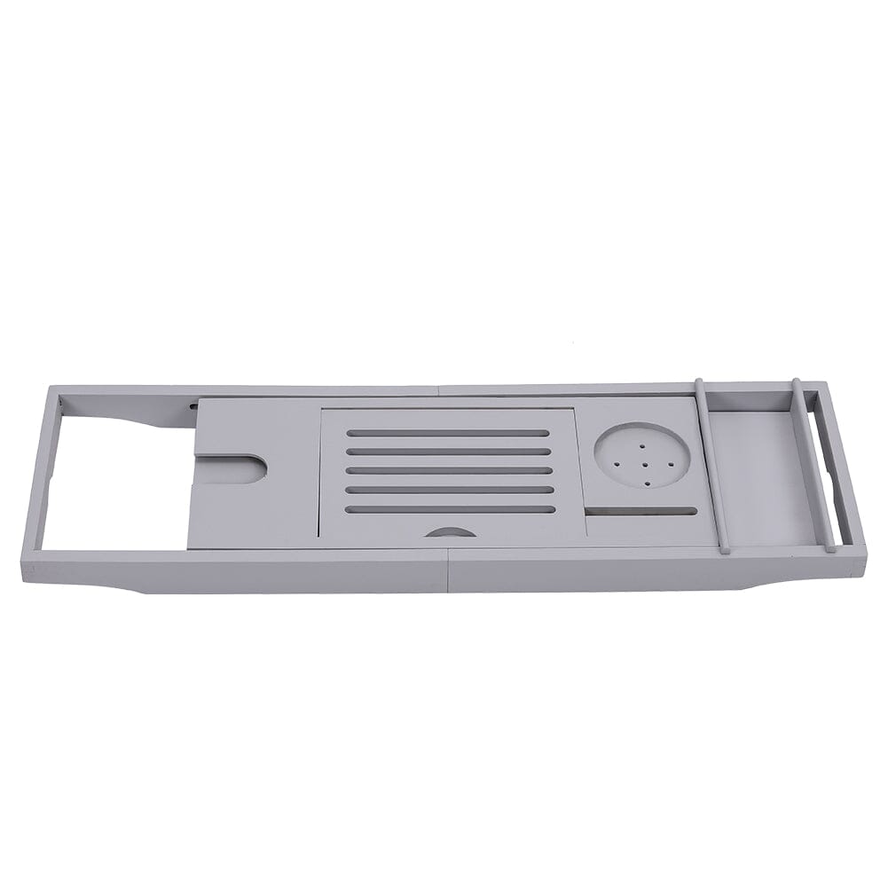 Simple Expandable Bamboo Wooden Tub Tray Shower Caddies Living and Home single box Grey