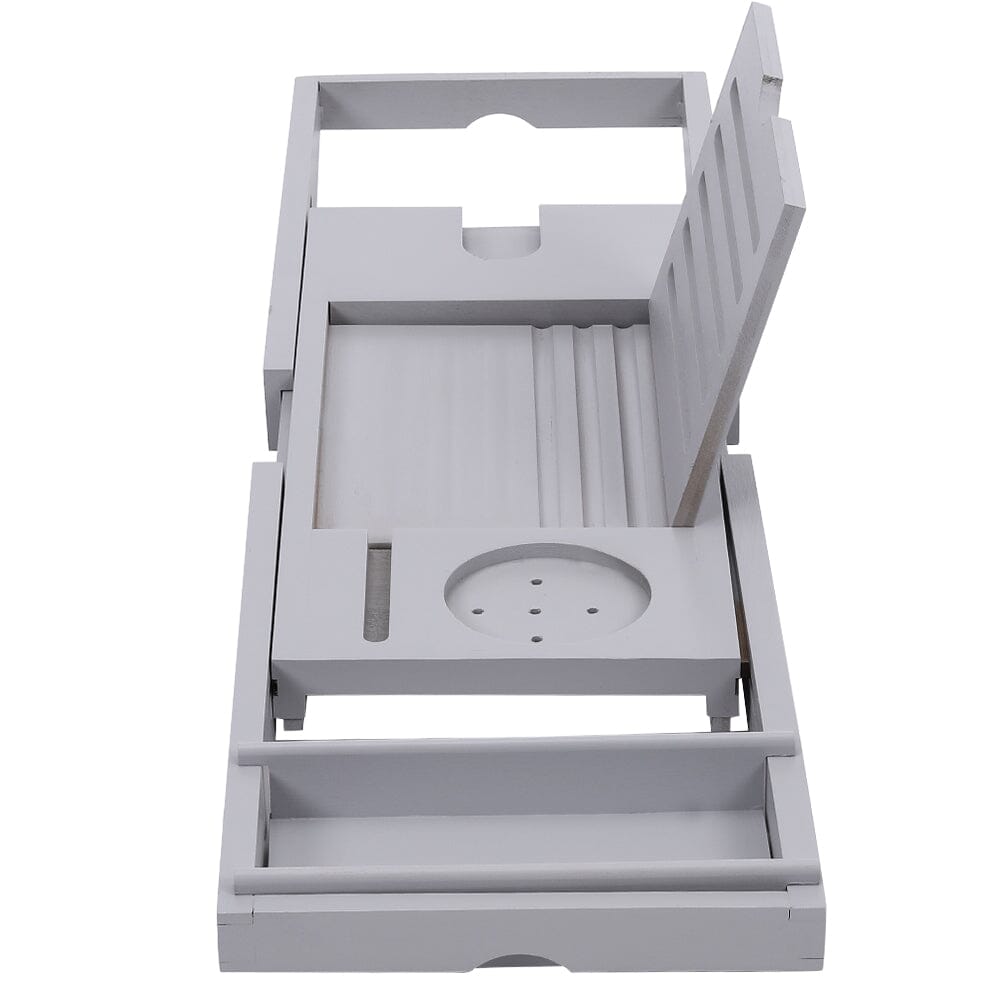 Simple Expandable Bamboo Wooden Tub Tray Shower Caddies Living and Home