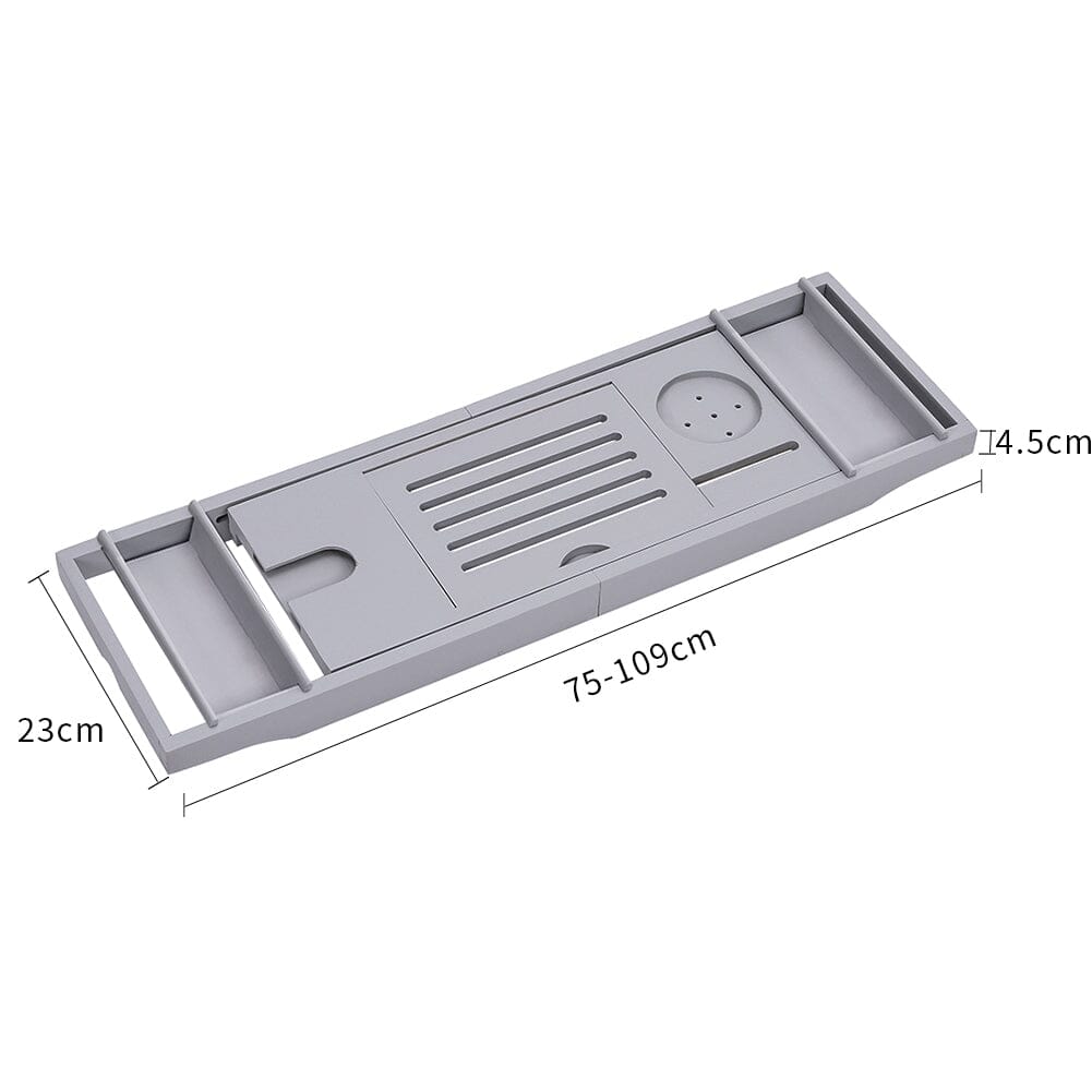 Simple Expandable Bamboo Wooden Tub Tray Shower Caddies Living and Home