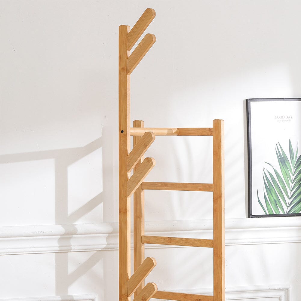 Bamboo Coat Rack Stand Coat Standing Tree for Entryway Bedroom Office Living and Home