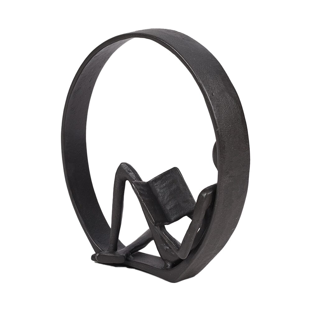 Desktop Metal Statue Reading Men in Circle Ornament Figurines Living and Home