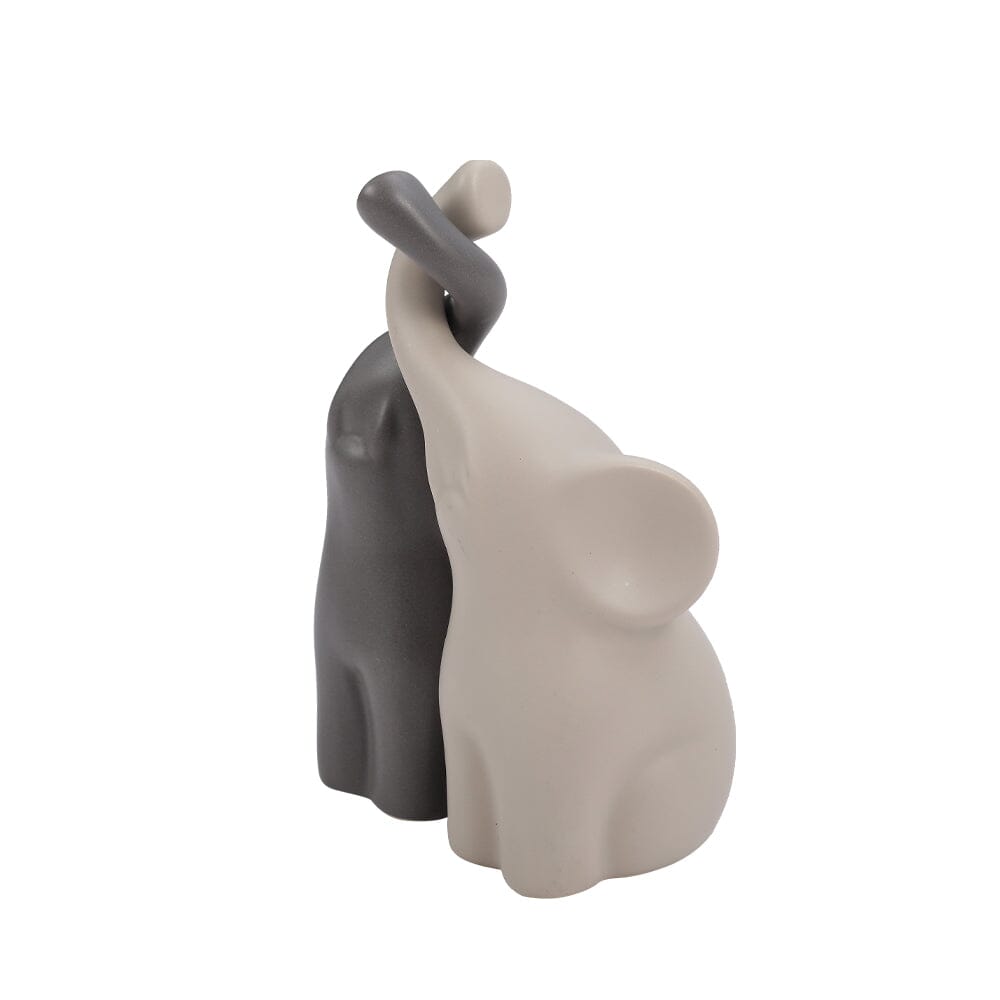 Set of 2 Ceramic Couple Elephant Statue Figurine Ornaments Living and Home