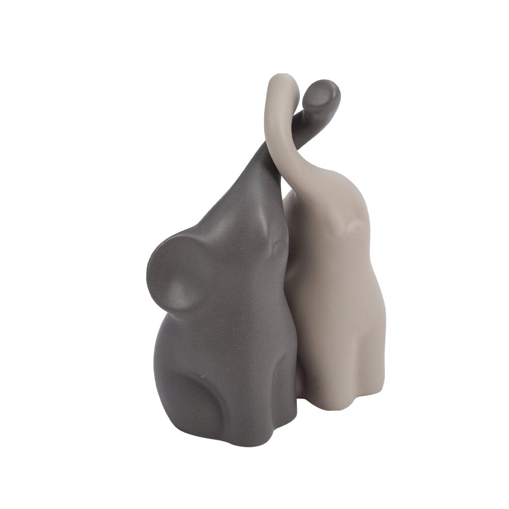 Set of 2 Ceramic Couple Elephant Statue Figurine Ornaments Living and Home