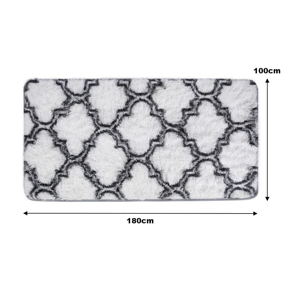 Modern Grey and White Geometric Indoor Shag Area Rug Rugs Living and Home