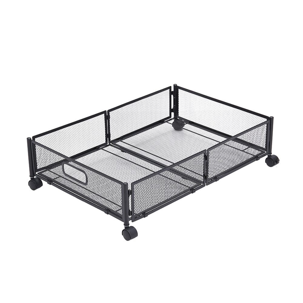 Black Metal Underbed Storage Container with 4 Wheels Storage Drawers Living and Home