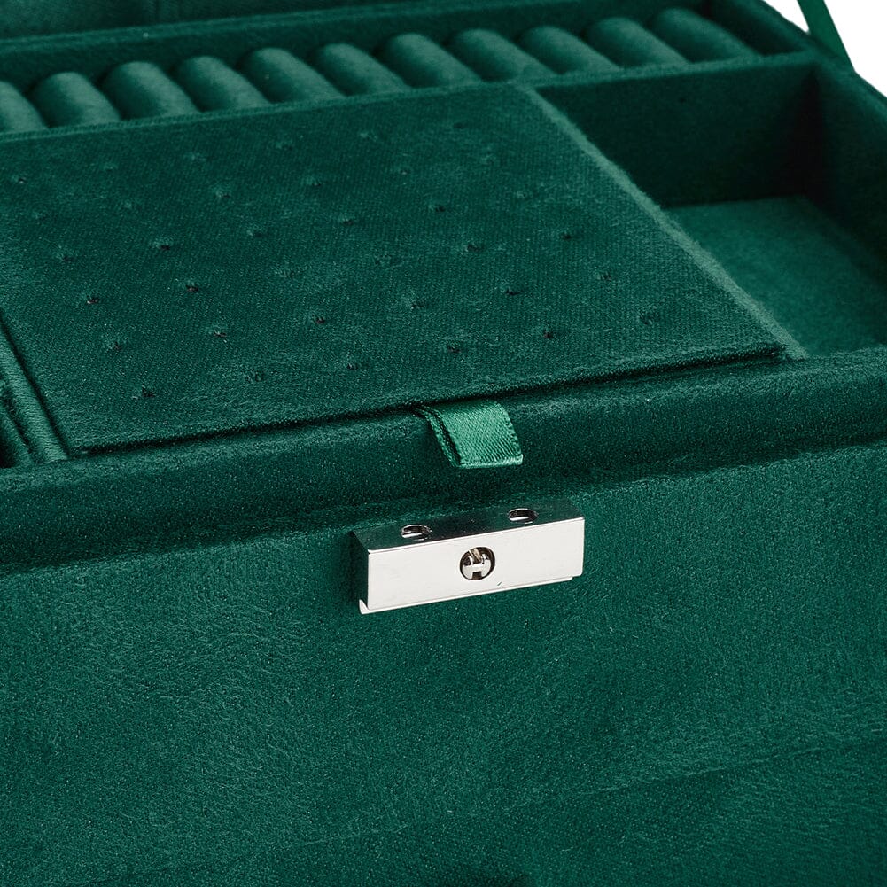 3-Tier Dark Green Velvet Jewellery Box with Lock Jewellery Boxes Living and Home