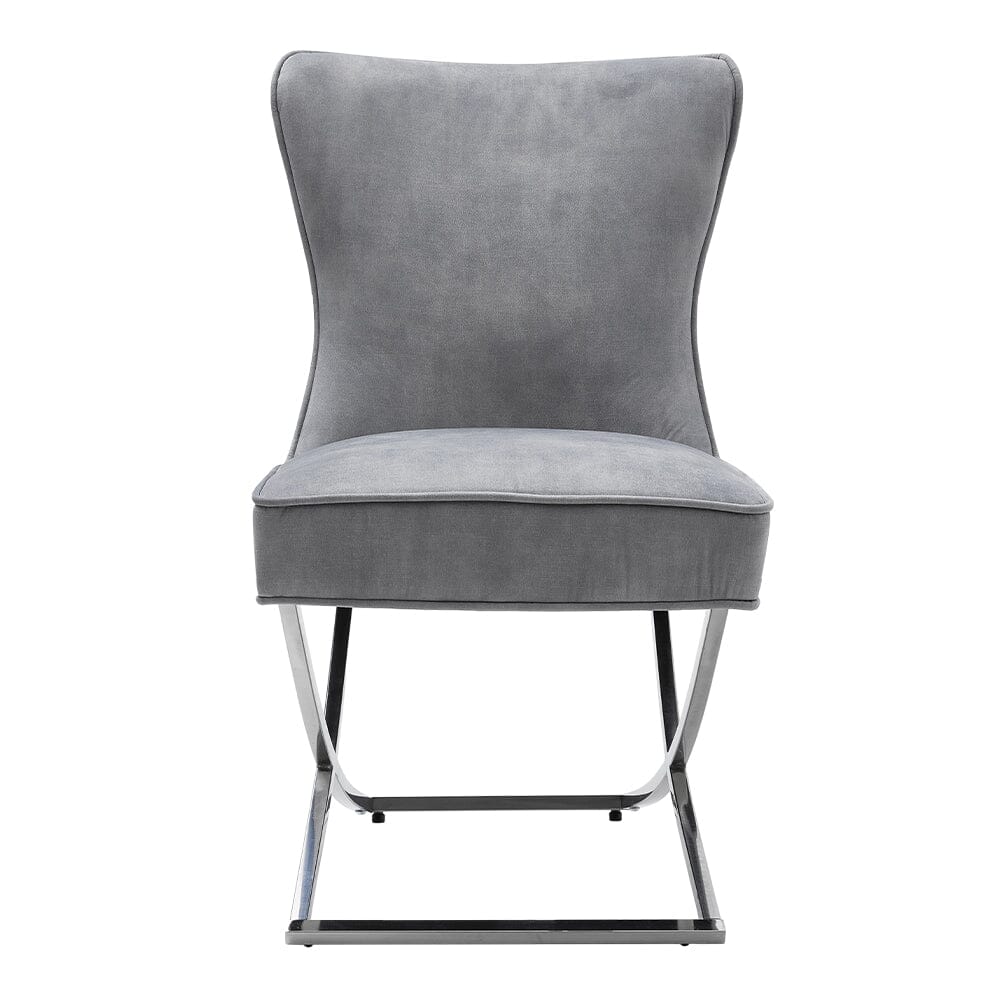 Set of 2 Beige High Back Dining Chairs with velvet Upholstered Dining Chairs Living and Home