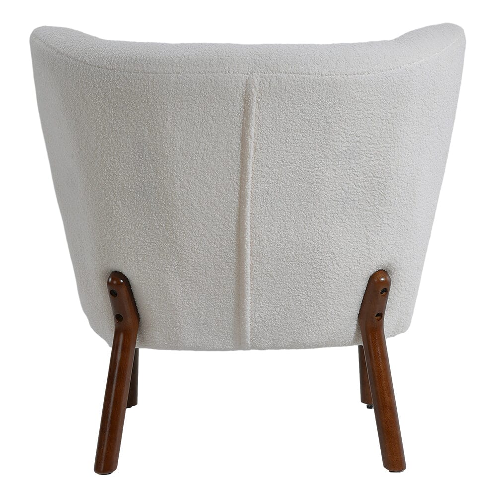 White Boucle Teddy Upholstered Accent Chair with Footstool Lounge Chairs Living and Home