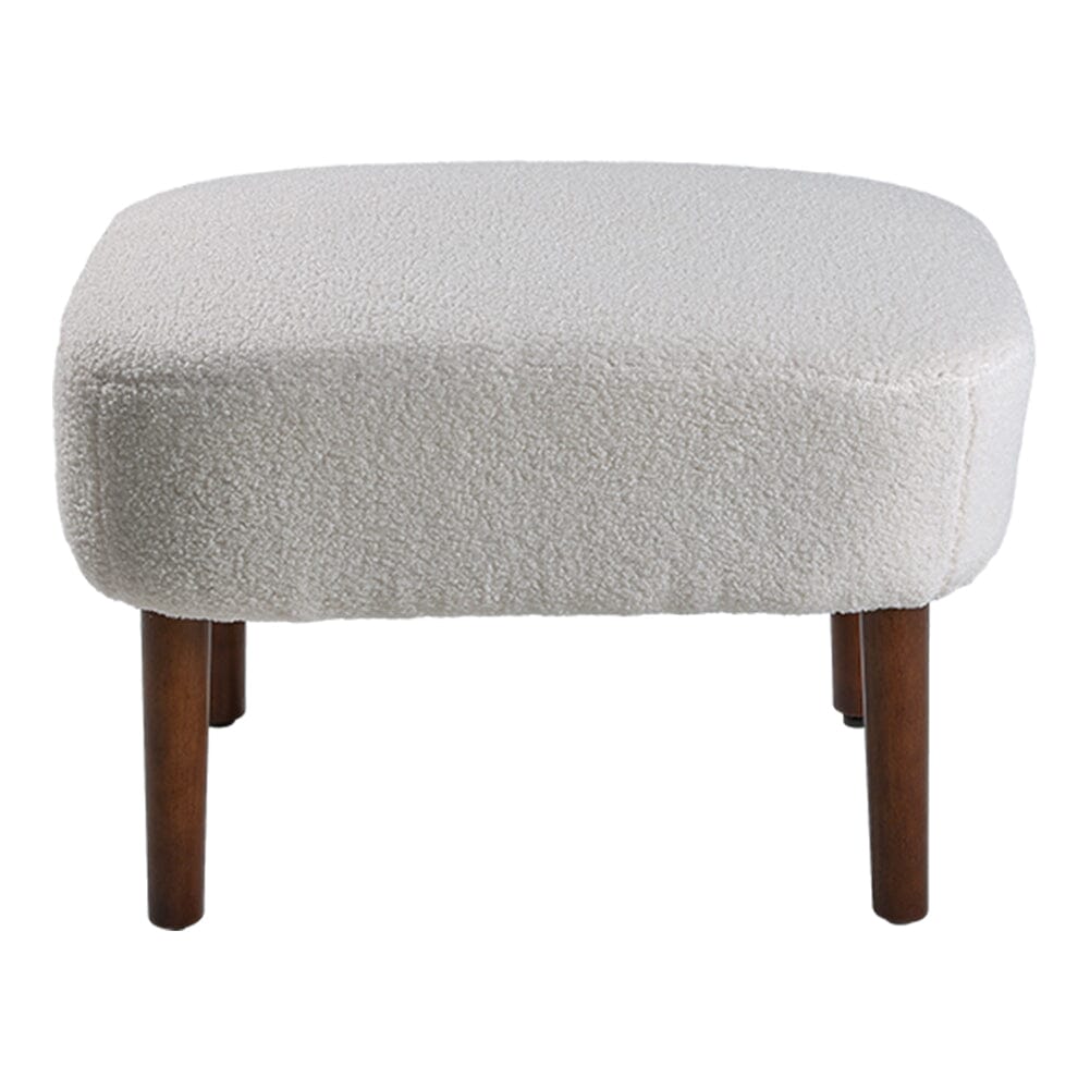 White Boucle Teddy Upholstered Accent Chair with Footstool Lounge Chairs Living and Home