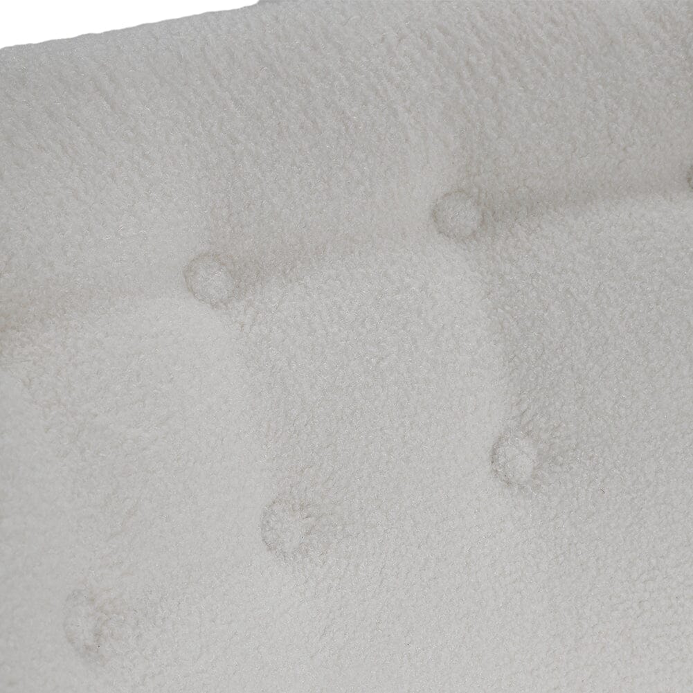 White Boucle Teddy Upholstered Accent Chair with Footstool Lounge Chairs Living and Home