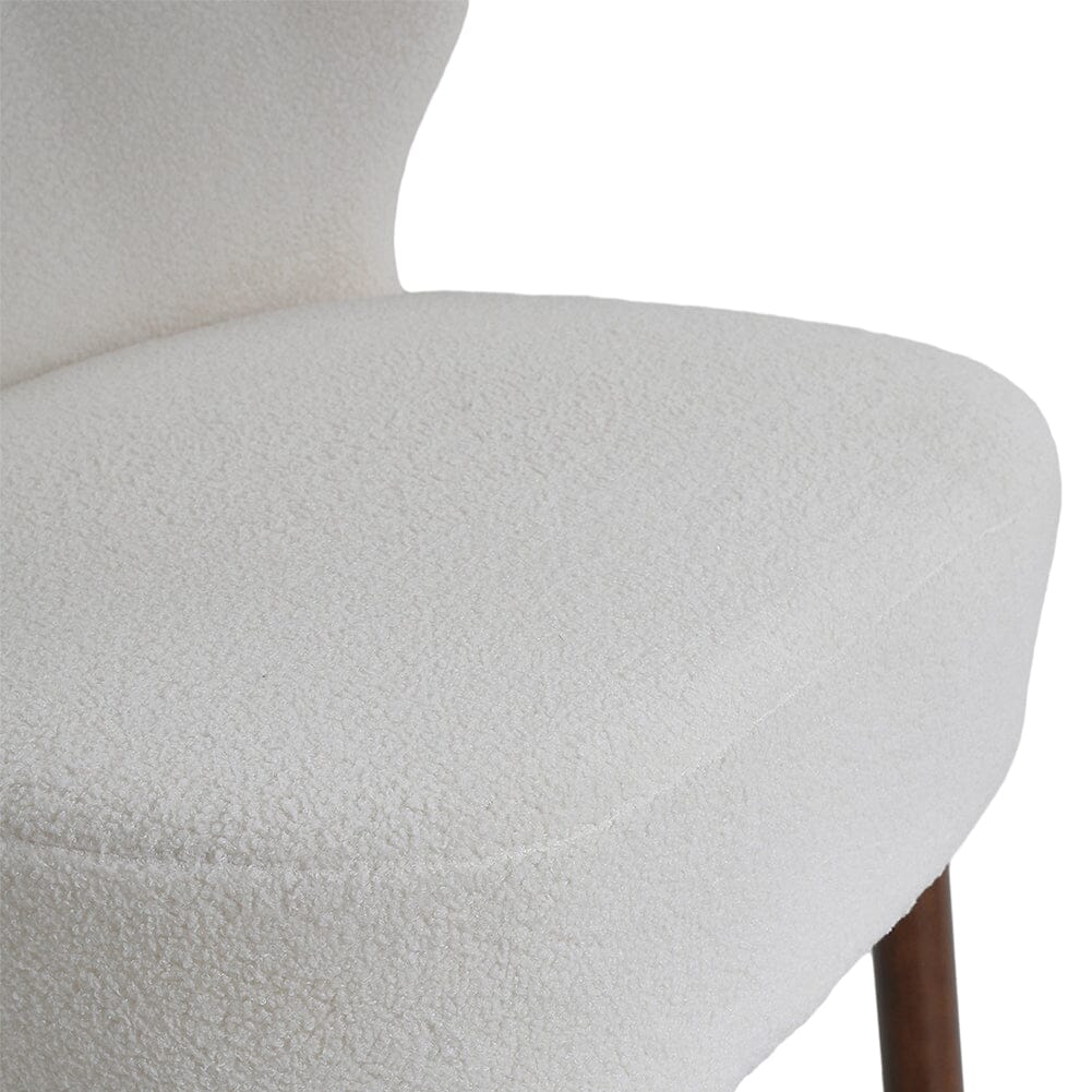 White Boucle Teddy Upholstered Accent Chair with Footstool Lounge Chairs Living and Home