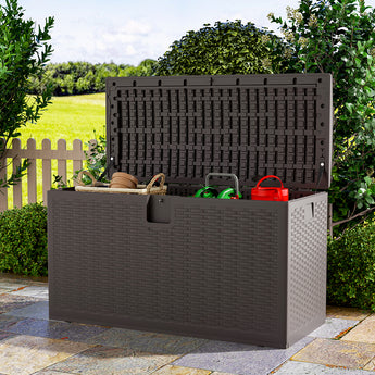 127CM Wide Lockable Waterproof Rattan Outdoor Storage Box