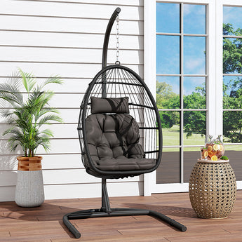 Outdoor Hanging Single Swing Chair Egg Chair with U-Shaped Stand