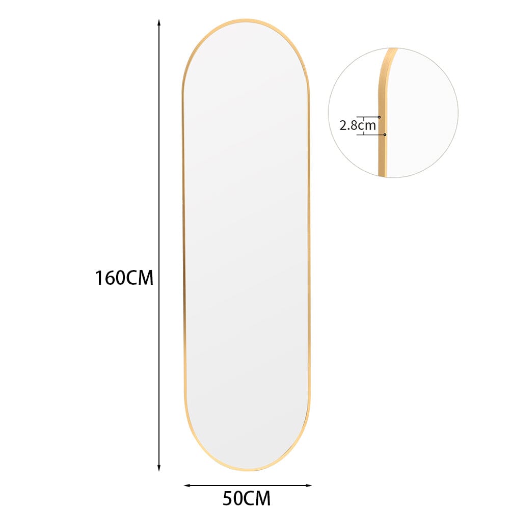 Sleek Contemporary Oval Metal Wall Mirror - Full-Length Design Wall Mirrors Living and Home