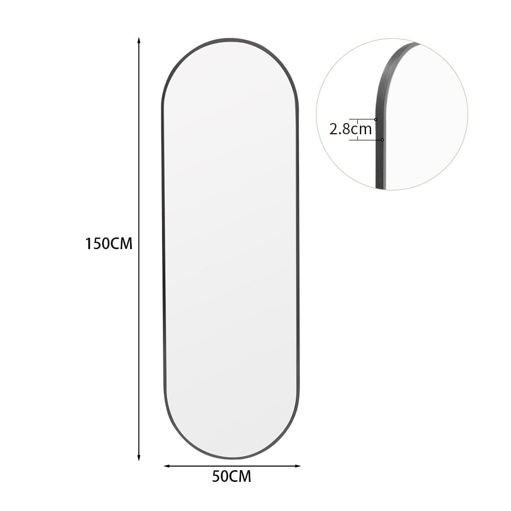 Sleek Contemporary Oval Metal Wall Mirror - Full-Length Design Wall Mirrors Living and Home