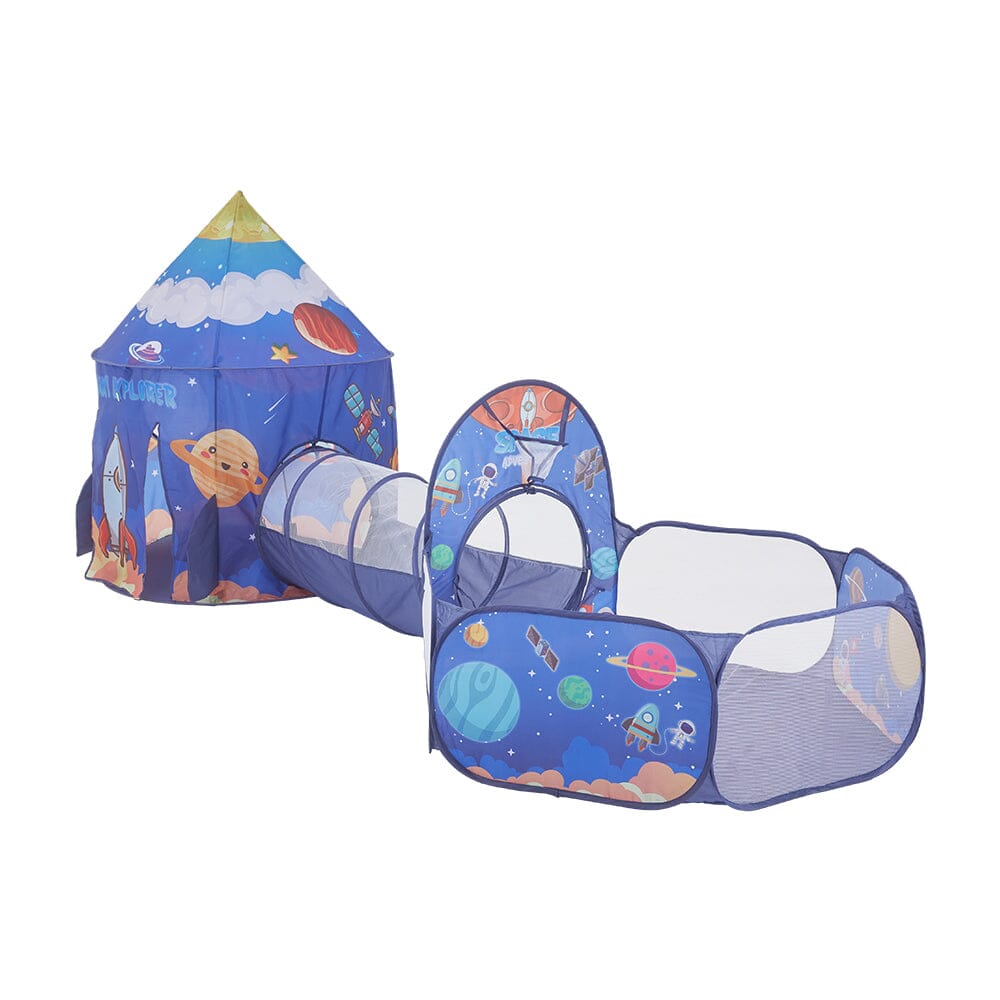 3 in 1 Aerospace Theme Play Tent with Play Tunnel and Ball Pit Play Tents Living and Home