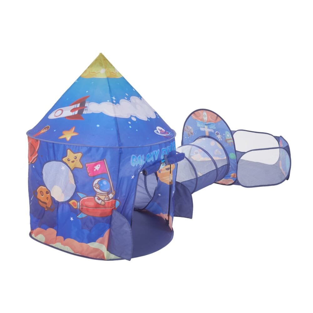3 in 1 Aerospace Theme Play Tent with Play Tunnel and Ball Pit Play Tents Living and Home