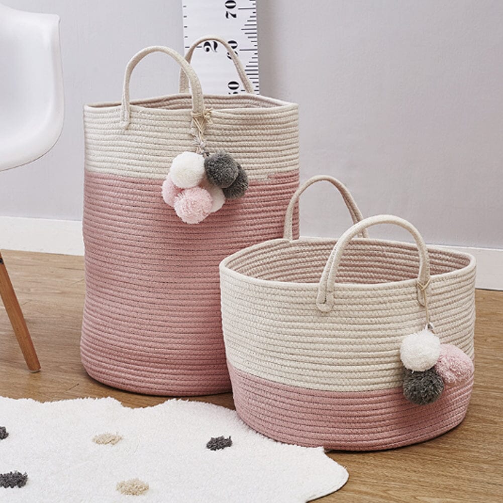 Cotton Woven Clothes Hamper Laundry Basket with Hooks Laundry Baskets Living and Home