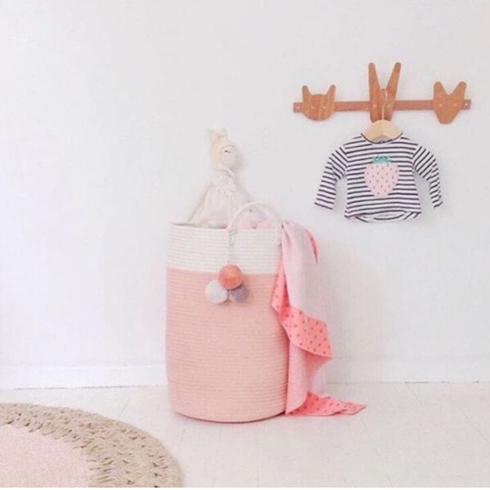 Cotton Woven Clothes Hamper Laundry Basket with Hooks Laundry Baskets Living and Home