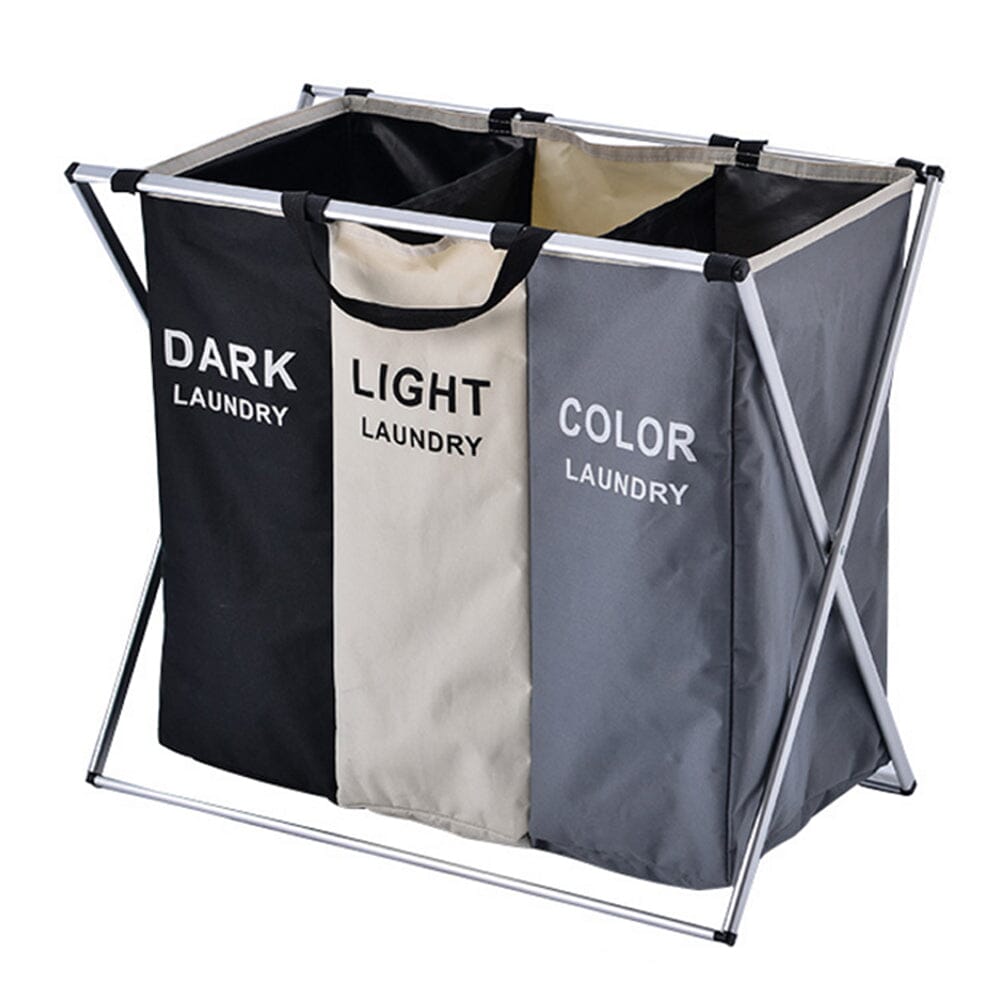 3 Grid Large Laundry Basket Sorter Hamper with Aluminum Frame Laundry Baskets Living and Home