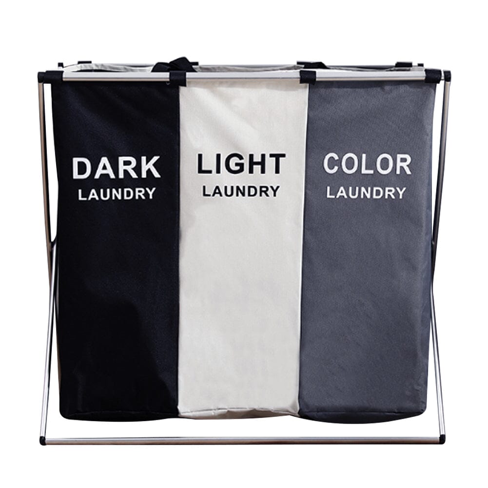 3 Grid Large Laundry Basket Sorter Hamper with Aluminum Frame Laundry Baskets Living and Home