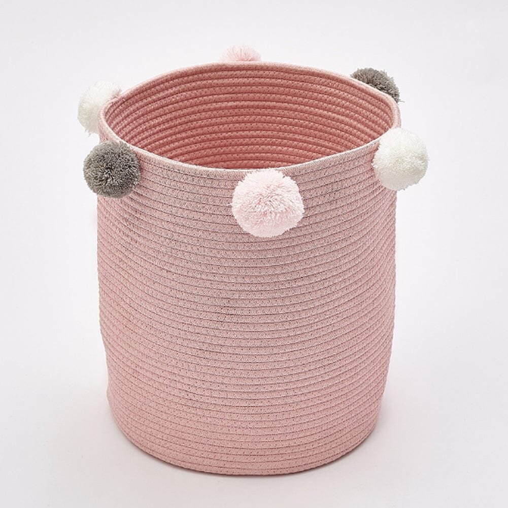 Cotton Rope Basket Woven Laundry Blanket Toy Basket Organizer with Pompom Laundry Baskets Living and Home