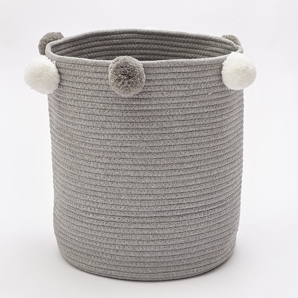 Cotton Rope Basket Woven Laundry Blanket Toy Basket Organizer with Pompom Laundry Baskets Living and Home