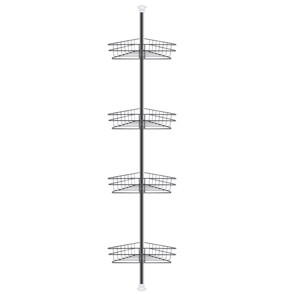 4 Tier Metal Corner Shower Shelf Wall Rack Organizer Bathroom Shower Caddies Living and Home Black