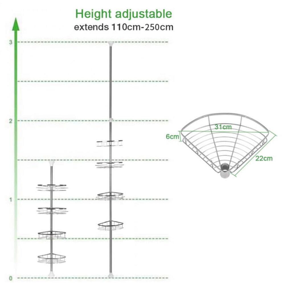 4 Tier Metal Corner Shower Shelf Wall Rack Organizer Bathroom Shower Caddies Living and Home